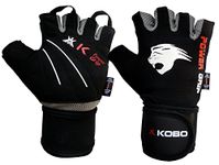 Kobo Weight Lifting Fitness Gym Gloves with Wrist Support (Large) (WTG-08) (Black-Grey)