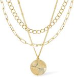 Ana Luisa Gold Layered Chain Necklace Set With Coin Charm - Michelle - 14K Gold Plated Layered Necklace Set - Hypoallergenic, Water-Resistant, Tarnish-Free Necklace - Lobster Clasp - Women Gift Ideas