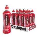 Boost Sport Drink Mixed Berry Flavour, 500ml x 12 pack Bottles with Resealable Caps, Isotonic Sports Drink with Added B Vitamins for Effective Hydration