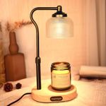 Inspireyes Candle Warmer Lamp for Jar Candles, Electric Candle Warmer with Timer, Height Adjustable, Dimmable Wax Melter Light,2 Bulbs Included, Aroma Diffuser Lamp for Scented Candles, Clear