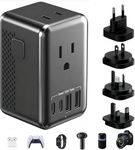 220V to 110V Converter Voltage Converter US to Europe Voltage Converter for Hair Dryer with 2 USB A and 2 USB C, European Travel Adapter Power Converter Adapter Combo from US to Italy UK AU..
