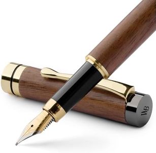 Wordsworth & Black's Fountain Pen Set, Luxury Bamboo Wood - Medium Nib, Gift Case; Includes 6 Ink Cartridges, Ink Refill Converter -Journaling, Calligraphy; Drawing, Smooth Writing [Brown Wood]