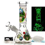 Glass Bong with percolate, Mini Bong with 14.5mm Bong Bowl Height 20cm Weight 400g Glass Pipe for Smoking Bongs (21cm Red Bong)