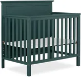 Dream On Me Ava 4-in-1 Convertible Mini Crib in Olive, Greenguard Gold Certified, Non-Toxic Finish, Comes with 1" Mattress Pad, with 3 Mattress Height Settings