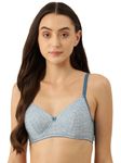 LEADING LADY Women's Blue Striped Printed Lightly Padded T-Shirt Bra