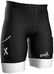 Sparx Men's Active Triathlon Short Tri Cycling Short Swim Bike Run (Black/White, Medium)