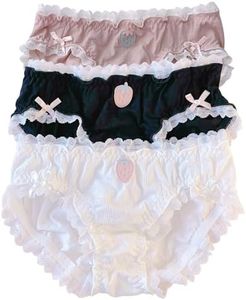 Joyralcos Japanese Stawberry Print Bikini Panties 2 Pack Briefs Cosplay Anime Underwear, 3 Pack Lace Around Style, One Size