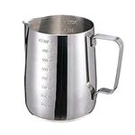 30oz/900ml Milk Frothing Pitcher Stainless Steel Coffee Espresso Steaming Pitcher Jug, Measurements on Both Sides，Perfect Barista Tools, Latte Art