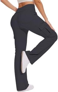 Casei Women's Fleece Lined Pants Cargo Flare Yoga Legging with 6 Pockets