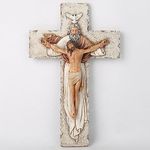 BC Catholic Holy Trinity Crucifix Wall Cross, Religious Gifts to Mom, Inspirational Home décor, 9.5 inch H, handmade by Buildclassic