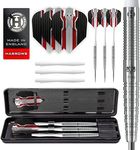 Harrows Wolfram 97% Tungsten Steel Tip Darts Set 21g, 22g, 23g, 24, 25g & 26g - Includes Speedline Shafts, Marathon - Wolfram Flights & Travel Case (23g)