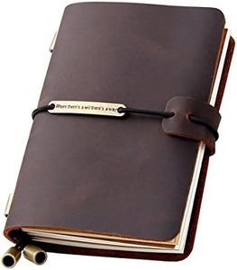 Refillable Handmade Traveler's Notebook Leather Travel Journal Notebook for Men & Women Perfect for Writing Gifts Travelers 5.2 x 4 Inches - Coffee