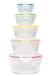 Lock & Lock Food Storage Containers with Lids Airtight - 5 Piece Nestable Round Food Containers with Lids & 4 Side Locks, Watertight, Microwave & Dishwasher Safe, BPA Free Plastic