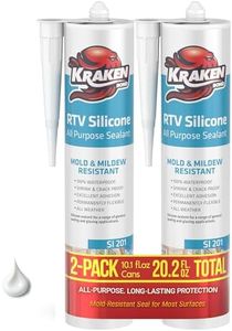 Kraken Bond White Silicone Sealant Waterproof% 100-10 fl oz Cartridge, RTV Silicone Caulk Kitchen and Bathroom, All Purpose, Window Caulking Sealant Outdoor, RV, Exterior Use Silicon - 2 Pack