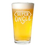 Veracco Super Uncle Funny Birthday Gift Fathers Day For Dad Grandpa Stepdad Pint Beer Glass (Clear)