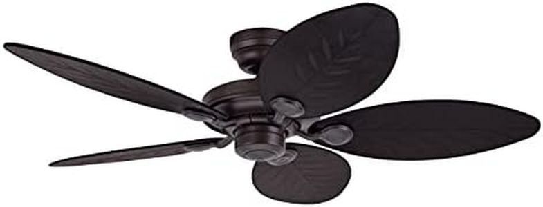 HUNTER FAN Outdoor Elements, 137 cm, Ventilateur de Plafond Intérieur/Extérieur avec Chaînette, Finition New Bronze, 5 Lames Réversibles en Antique Dark, pour Été et Hiver, Modèle 24323