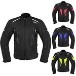 DALLX Motorcycle Textile Adventure Dirt Bike Riding Jackets with CE Armor for Mens Width Adjustment and Air Vent Zipper, Black, Small