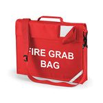 School Evacuation Fire Grab Bag - Printed Red Emergency Documents Shoulder Strap Bag