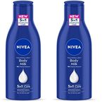 NIVEA Nourishing Body Milk 120ml Body Lotion with Deep Moisture Serum | 48 H Moisturization | With 2X Almond Oil | Smooth and Healthy Looking Skin |For Very Dry Skin (Pack of 2)