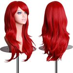 EmaxDesign Wigs 70 cm / 28" Cosplay Wig For Women. Long, Full, Curly, Big Wavy, & Heat Resistant. Fashion Glamour Hairpiece with Free Wig Cap & Wig Comb (Color: Red)