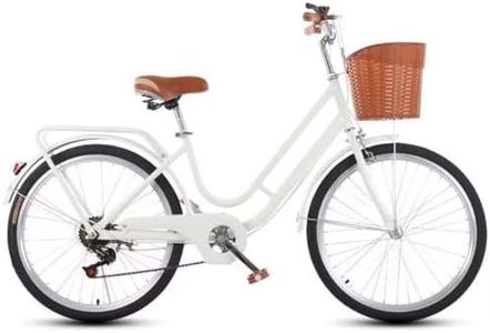 24" 26" Inch Beach & City Cruiser Hybrid 6-Speed Urban Bicycle for Youth Girls,City Commuter Bike with Front Basket & Rear Cargo Rack,Sensitive Brakes,Formal Road Bike for Women