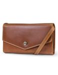 Timberland Women's RFID Leather Wallet Phone Bag with Detachable Crossbody Strap Cross Body, Cognac (Buff Apache), One Size