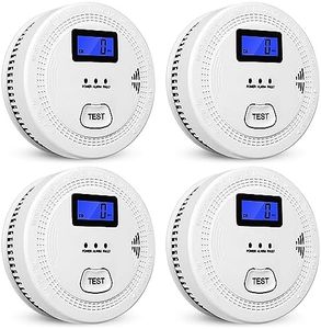 4-Pack,Smoke and Carbon Monoxide Detector,2 in 1 CO & Smoke Alarm,Carbon Monoxide Detectors,Smoke Detector,85dB in Alarm,LCD Screen,Wireless,Easy to Install