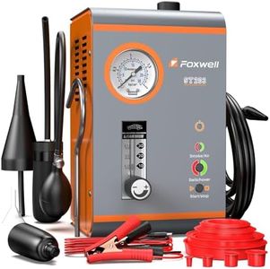 FOXWELL ST203 Smoke Machine Automotive Leak Detector, Auto Emission EVAP Diagnostic Smoke Machines with Built-in Air Pump, Pressure Gauge and Flowmeter, Vacuum Intake Exhaust Smoke Tester for Cars