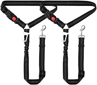 Cintura Sicurezza Cani, Regolabile Cintura di Sicurezza per Cani con Elastico in Nylon Bungee Buffer e Moschettone per Tutte Cani e Gatti Viaggio Sicurezza 2 Pezzi Nero