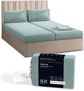 Olive + Crate Split King Sheets Sets for Adjustable Bed, 100% Certified Tencel Eucalyptus Fiber from Austria, Better Than Silk Linen & Cotton, Cooling Sheets for Hot Sleepers, Eucalyptus (106" x 107")