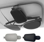 Simpeak 2Packs Sunglass Holders for Car Sun Visor, Magnetic PU Leather Glasses Hanger Clip for Car Sun Visor Car Accessories, Black+Grey