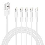 [ MFi Certified ] 5Pack 6ft iPhone Charger Cable, Long Lightning Cable 6 Foot, High Fast 6 Feet iPhone Charging Cable Cord Connector for iPhone 12 Mini 12 Pro Max 11 Pro MAX XS Xr X 6 AirPods