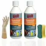 2 X Knockout Household Ammonia 500ml, Bundled with JBL General Sponge and Gloves - Powerful Ammonia Cleaner for Multi-Surface Cleaning and Degreasing