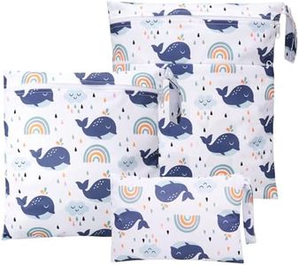 Zocipro 3Pcs Bolsa Pañales Bebe, Bolsas de Pañales Impermeables Reutilizables con Cremallera, Wetbag Lavable Organizador de Tela Ropa para Viajes Playa Piscina Gym (Azul)