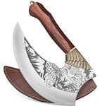 Pietuley Novelty Pizza Cutter Viking Axe with Sheath, Handmade Ulu Knife 9-inch Stainless Steel Pizza Cutter Rocker Wheel, Pizza Slicer, Viking Butcher Cleaver Knife, Mincing Meat Kitchen Knife