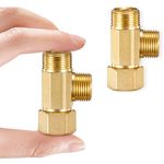 Water Line Adapter Splitter Tee Valve - Fridge Ice Maker Dishwasher Toilet Supply Line Connector with 3/8 T Compression Fittings(3/8"-3/8"-3/8", 2PCS)