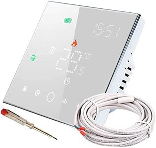 Nassboards Smart WiFi Electric Thermostat - Wireless Control Compatible with Mobile App, Alexa, Google Home - Touch-Screen Thermostats, Temperature Sensor for Floor Heating - Installation Kit Included