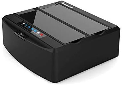 SALCAR Base de Conexión para Disco Duro Docking Station con Doble Bahías USB 3.0 para SATA I/II/III HDD y SSD de 2.5-3.5"con la Función de Clone Offline es Compatible con UASP