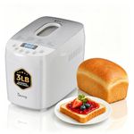 Davivy 3LB Bread Maker Machine with 2 Dough Kneading Paddle Dough Maker,15-in-1 Automatic Bread Machine Nonstick Bowl For Bread, Jam& Yogurt, 3 Loaf Sizes and 3 crust settings（silver）