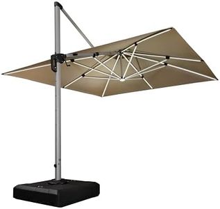 PURPLE LEAF 10' X 13' Double Top Deluxe Solar Powered LED Rectangle Patio Umbrella Offset Hanging Umbrella Outdoor Cantilever Umbrella, Beige