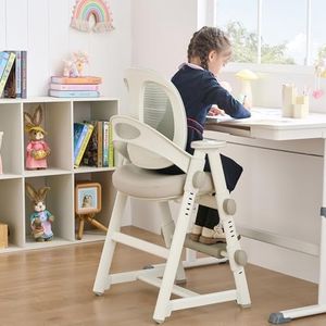 hujusko Ergonomic Kids' Study Chair, Height Adjustable Kids Desk Chair for Boys Girls,Comfortable for Teenagers Playing, Drawing, Ideal Gift for Children,Students（Grey）