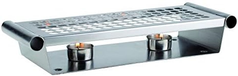 Calentador de alimentos APS, calentador de platos, calentador de alimentos de acero inoxidable, 2 llamas, pulido mate, 13,5 x 34,5 cm, altura 6,5 cm