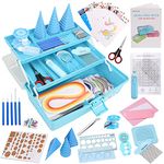 JoyPlus Quilling Kits for Beginners, All-in-one Quilling Storage, Paper Crimper Tool, Quilling Husking Board, Complete Quilling Supplies with Blue Storage Box & Manual (Quilling Kit Plus)