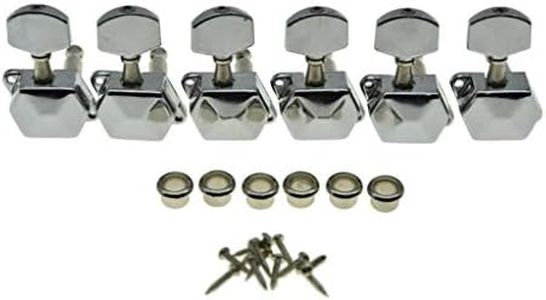 KAISH 6 Inline Semi-Closed Guitar Tuning Keys Pegs Guitar Tuners Machine Heads for Electric Guitars Chrome