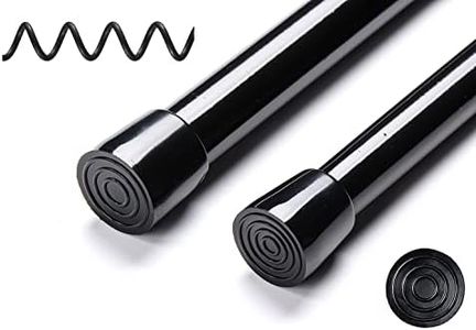 Blu-Pier Tech 2 Pack 5/8" Heavy Duty Spring Tension Rod, RV Tension Bars, Cupboard Rod Black 28 to 43 Inch,Black