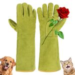 HANDLANDY Animal Handling Gloves, Bite Proof Cat Gloves, Ideal for Rose Pruning, Gardening, Falconry, Pet Grooming (Ginger Yellow, One Size)