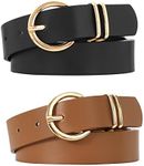 WHIPPY 2 Pack Women's Leather Belts