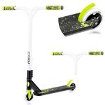 LIONELO WHIZZ NEO Stunt Scooter, ABEC-9 Ball Bearings, Aluminium Deck, HIC Compression System, 110 mm Wheels, Wide Y-Tube Handlebars, Flex Fender MN Steel Brake, Unique Design (Lime B&W)