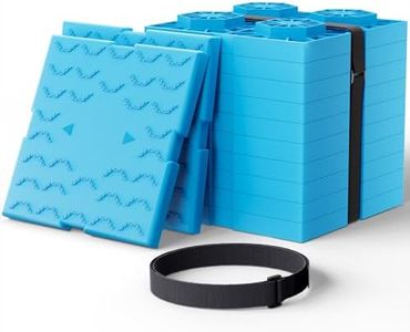PAULINN RV Leveling Blocks 12 Pack, Heavy Duty Camper Leveling Blocks with 2 Velcro Straps, Interlocking Sturdy RV Blocks for Single & Dual Wheels, Stackable Jack Blocks, Customizable Height, Blue