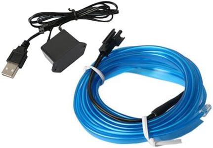 IGTOPS USB EL Wire Blue, 5 m Car LED Interior Lighting, Neon Tube Lights, Car Interior Trim Light Strip, 12 V for Interior Trim Gap Decorative, Waterproof Car Strip LED Tape Car